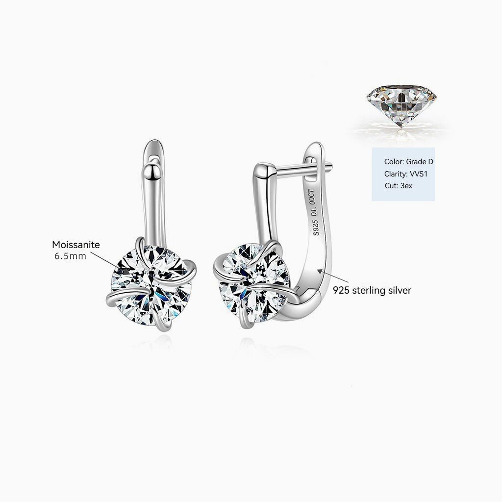 Windmill Moissanite Huggie Hoop Earrings - Silver