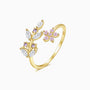 Wrap Diamond Floral Open Ring - Gold