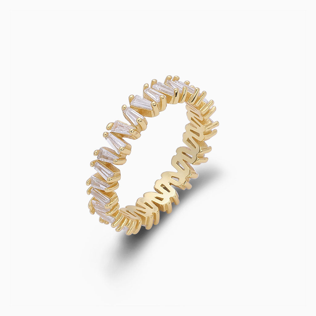 Zigzag Tapered Baguette Diamond Eternity Ring - Gold