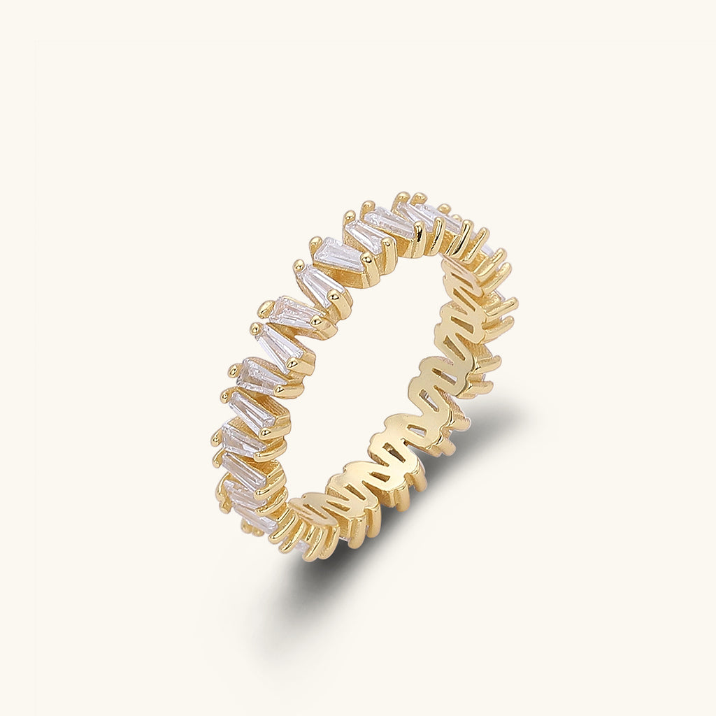 Zigzag Tapered Baguette Diamond Eternity Ring - Gold