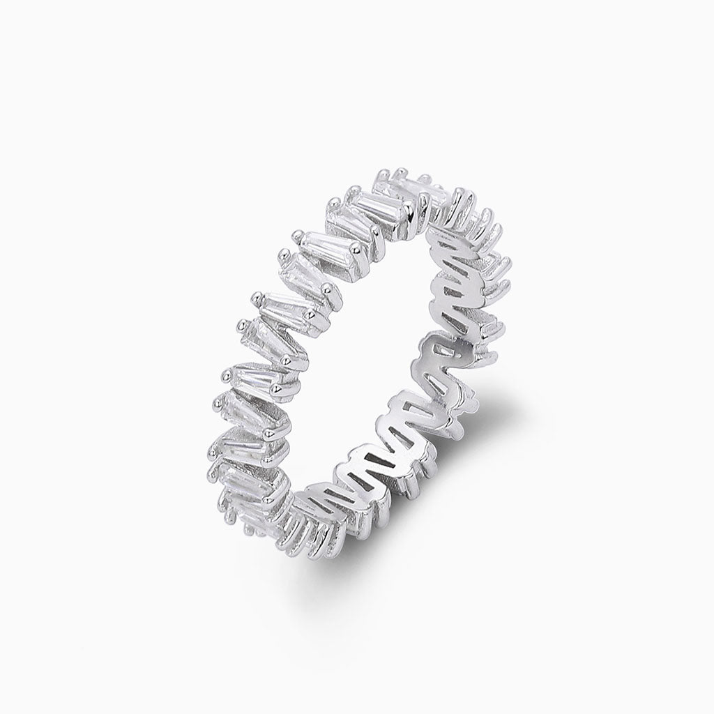 Zigzag Tapered Baguette Diamond Eternity Ring - Silver