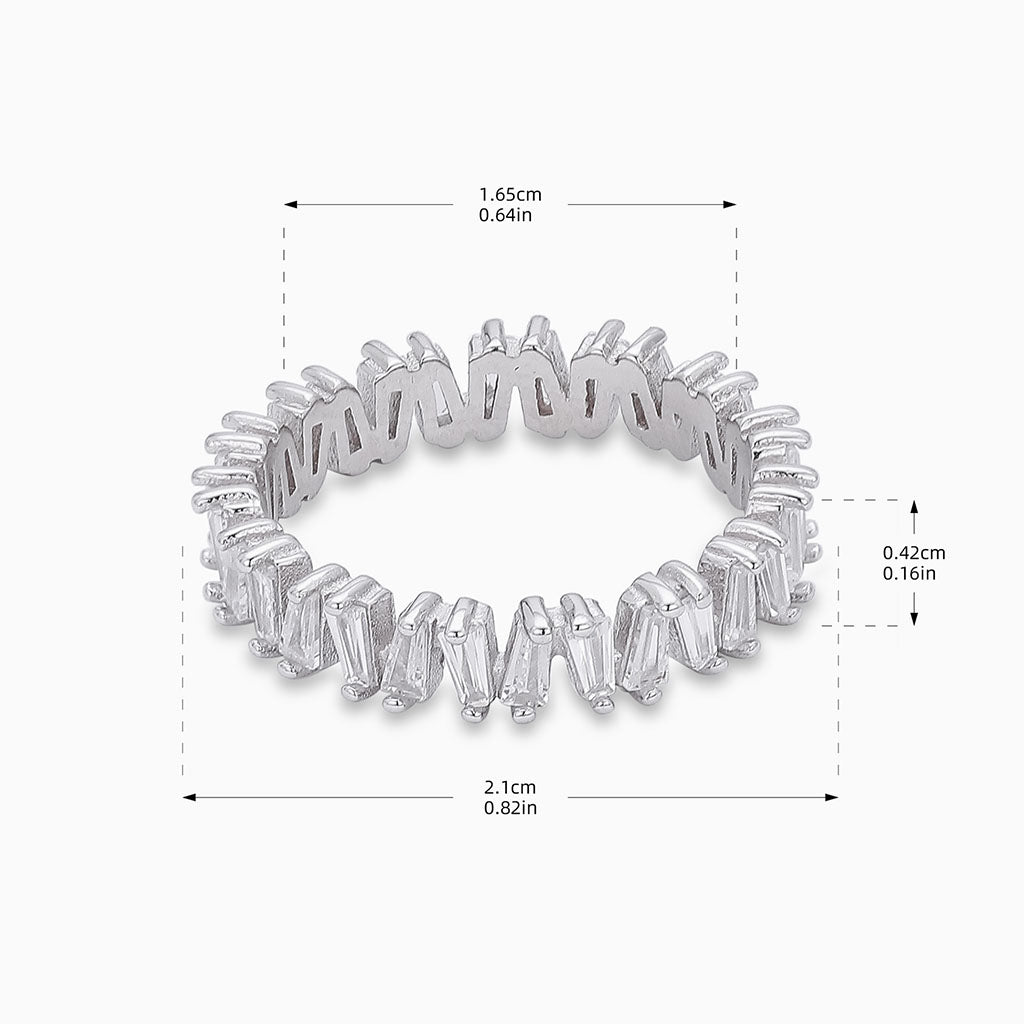 Zigzag Tapered Baguette Diamond Eternity Ring - Silver